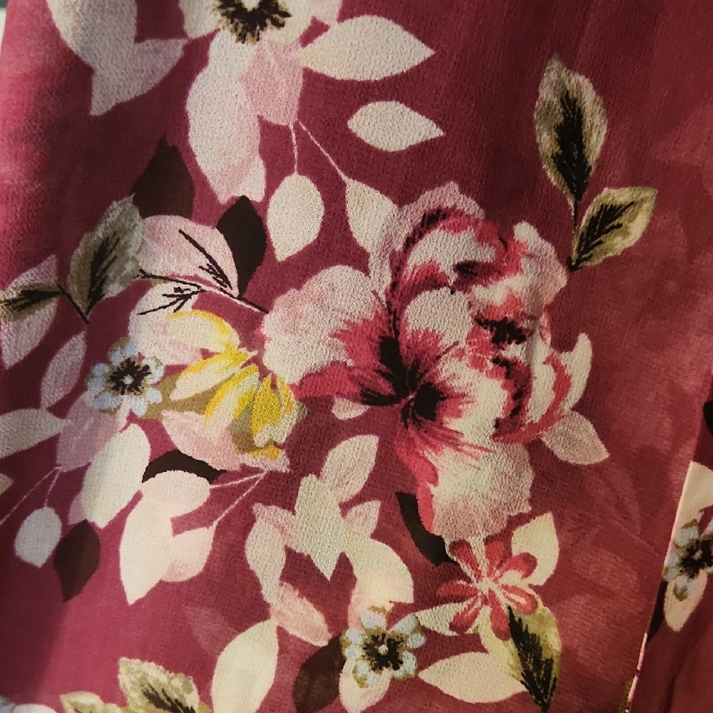 White House Black Market Burgundy Floral Midi Dress - Picture 3 of 3